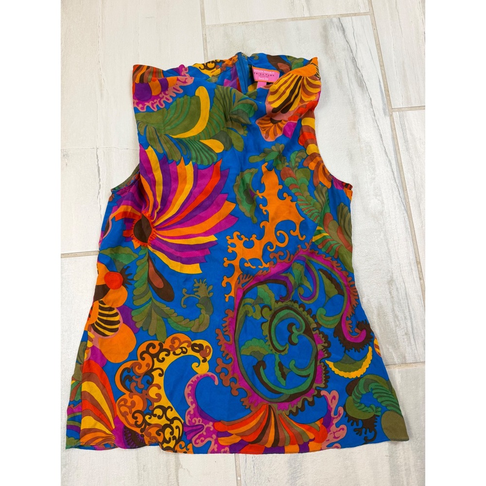 Banana‎ Republic Trina Turk Silk Blouse Summer 2012 Psychedelic Floral Top 10